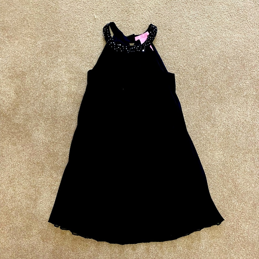 Pleated beautiful black  dress girls size 8